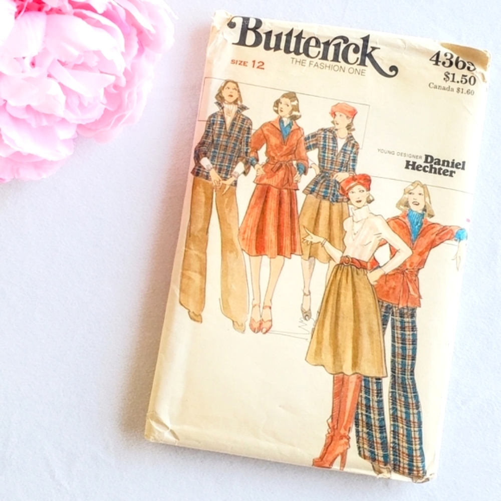 1975 VTG Daniel Hechter Butterick Sewing Pattern Top, Skirt, Pants, Belt Size 12